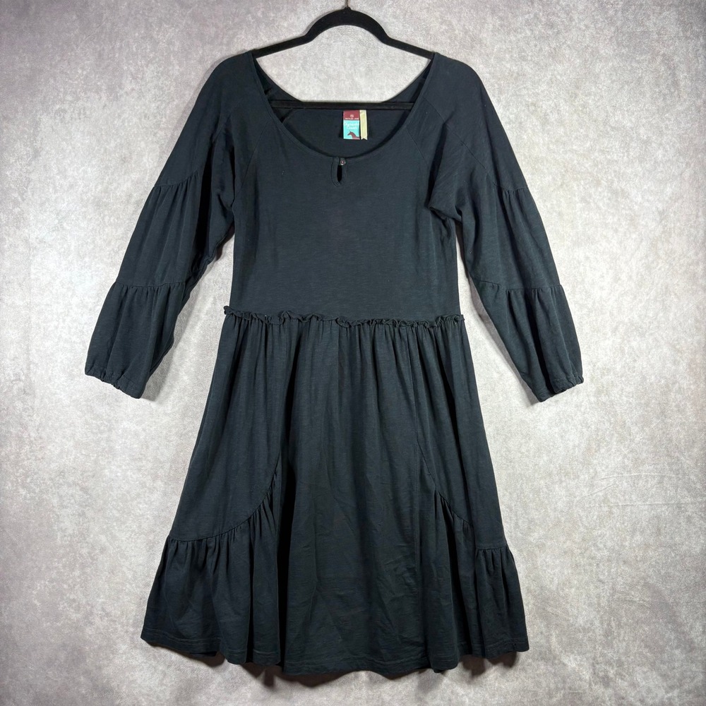 Matilda Jane Dress Womens Size Medium Black Character Counts Boho Ruffle Tiered‎